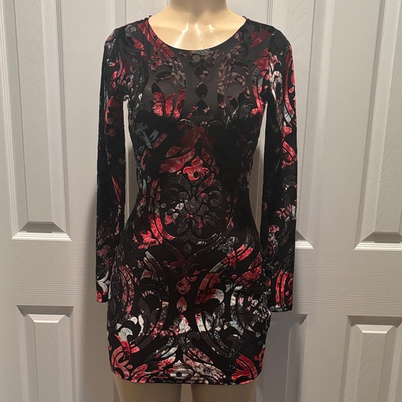 Fashion Nova Dresses & Skirts - Fashion Nova-  Black and Red Patterned Dress size M